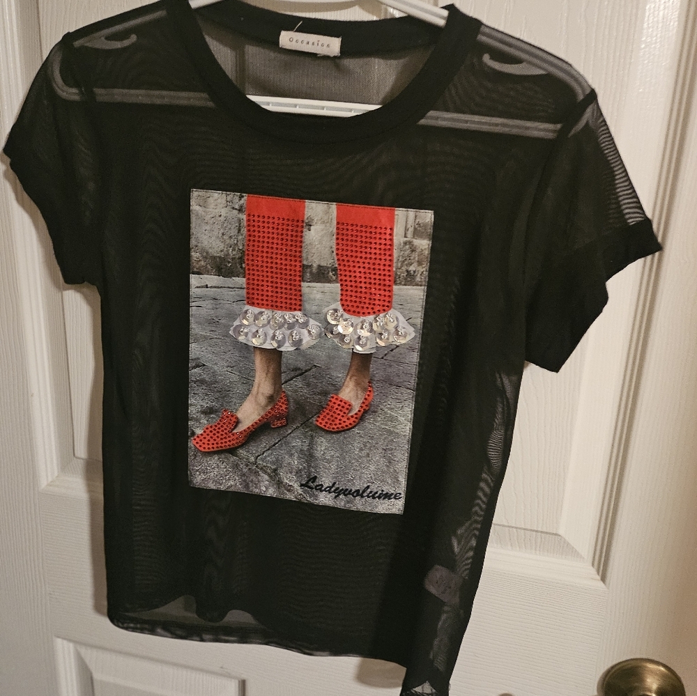 Womens black mesh top